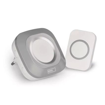 Bezvadu kontaktligzdas durvju zvans 230V + 1xCR2032 IP44 pelēka