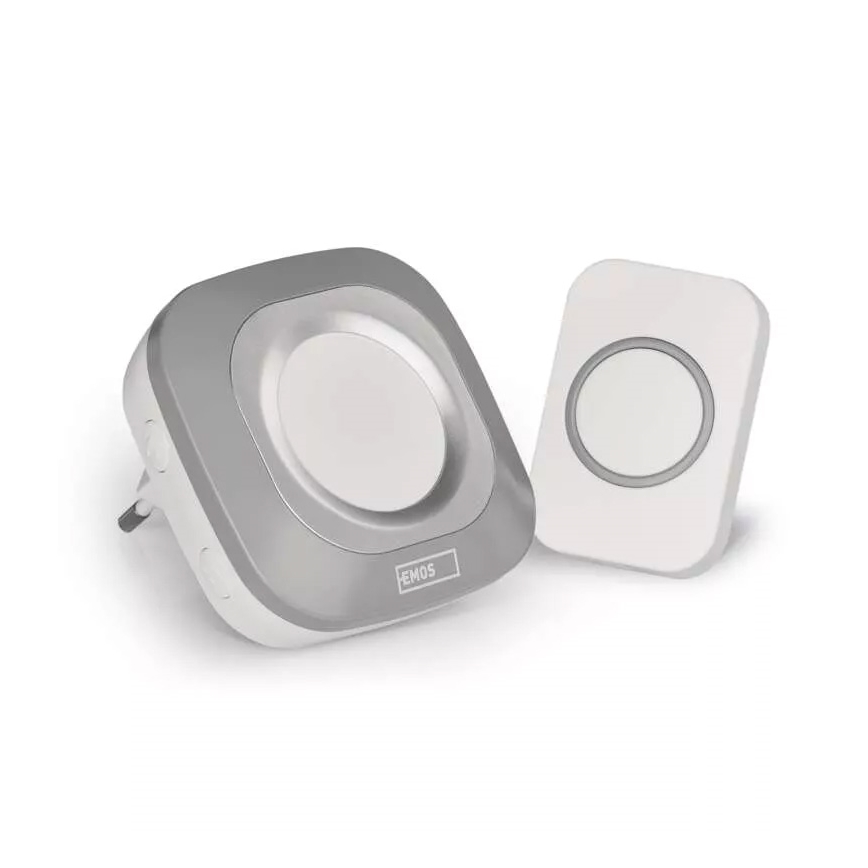 Bezvadu kontaktligzdas durvju zvans 230V + 1xCR2032 IP44 pelēka