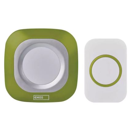 Bezvadu kontaktligzdas durvju zvans 230V + 1xCR2032 IP44 zaļa