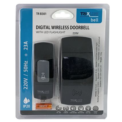 Bezvadu kontaktligzdas durvju zvans BELL 230V + 1x23A melna