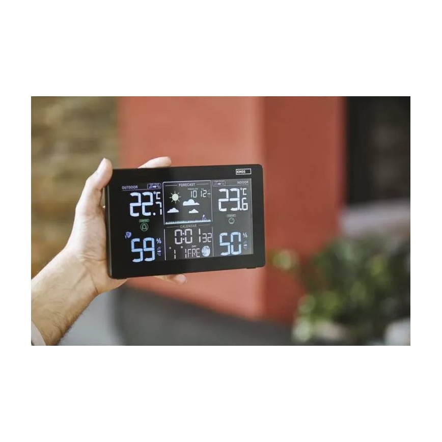 Bezvadu meteoroloģiskā stacija ar modinātāju 5V/3xAAA + 2xAAA melna