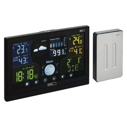 Bezvadu meteoroloģiskā stacija ar modinātāju 3xAAA/5V + 2xAAA melna