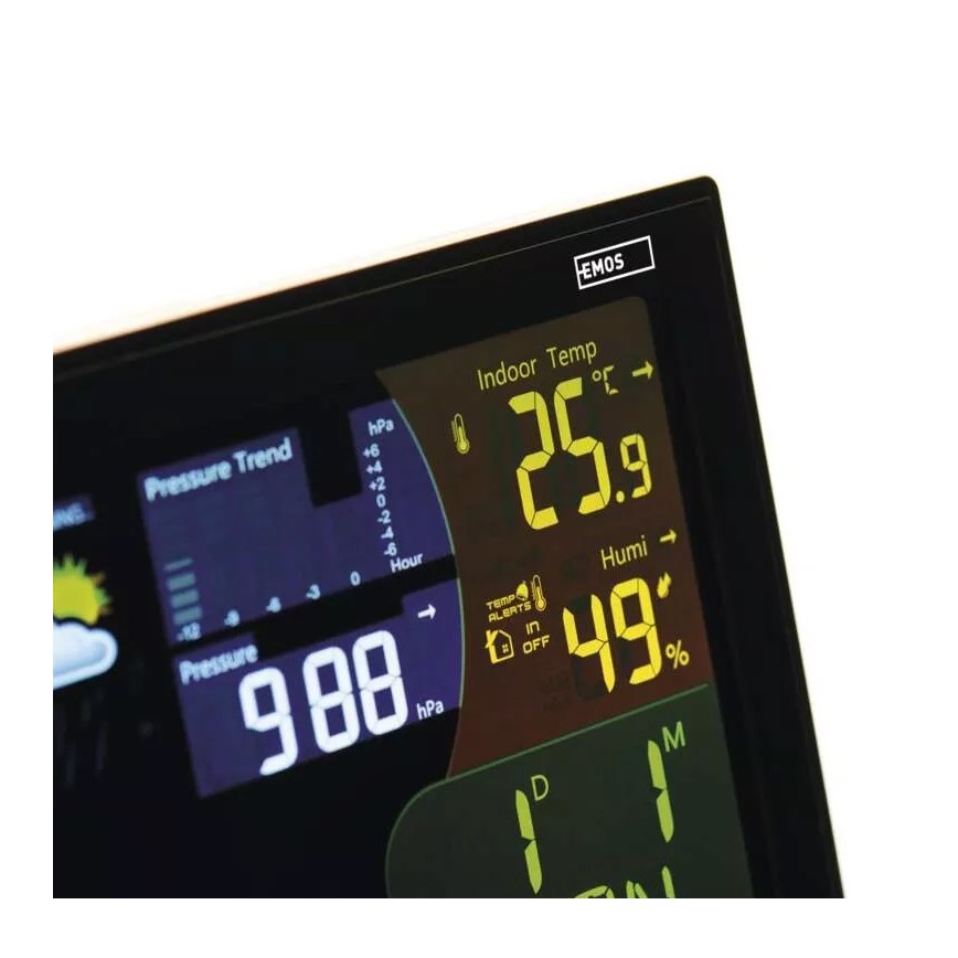 Bezvadu meteoroloģiskā stacija ar modinātāju 3xAAA/5V + 2xAAA melna