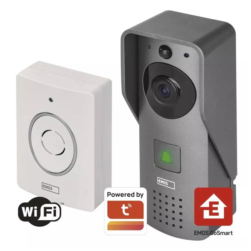 Bezvadu video durvju zvans ar kustību sensoru GoSmart 12V 3xAA IP44 Wi-Fi Tuya