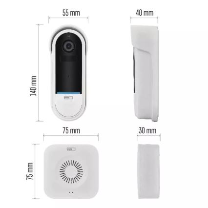 Bezvadu video durvju zvans ar kustības sensoru GoSmart 5V 3xAA IP65 Wi-Fi Tuya