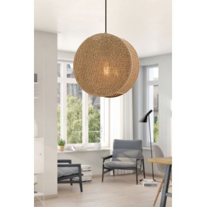 BIG DRUM pakaramais lukturis uz vada 1xE27/60W/230V brūns