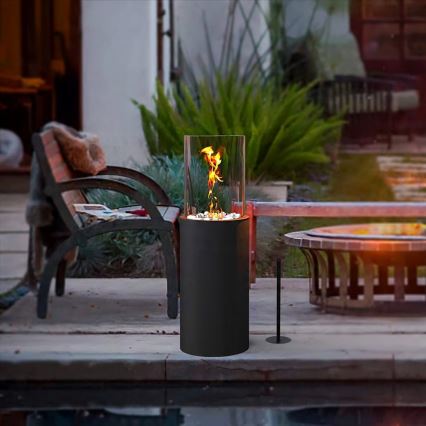 Bio kamīns ROMA 26,5x80,5 cm 2kW melns + aizsargpārsegs