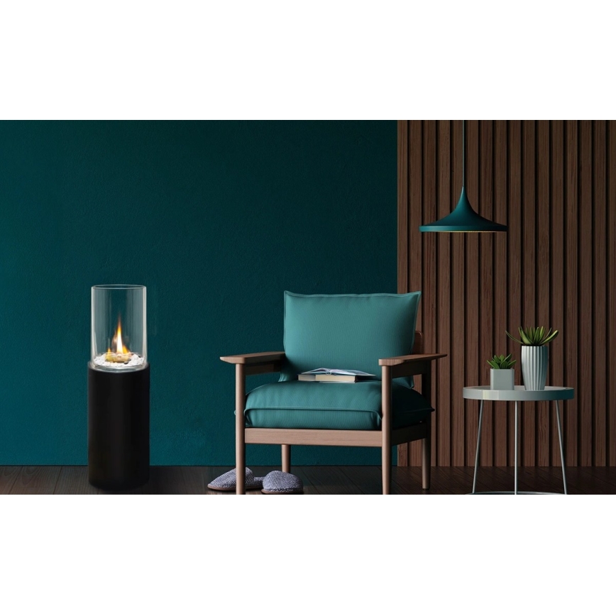 Bio kamīns ROMA 26,5x80,5 cm 2kW melns + aizsargpārsegs