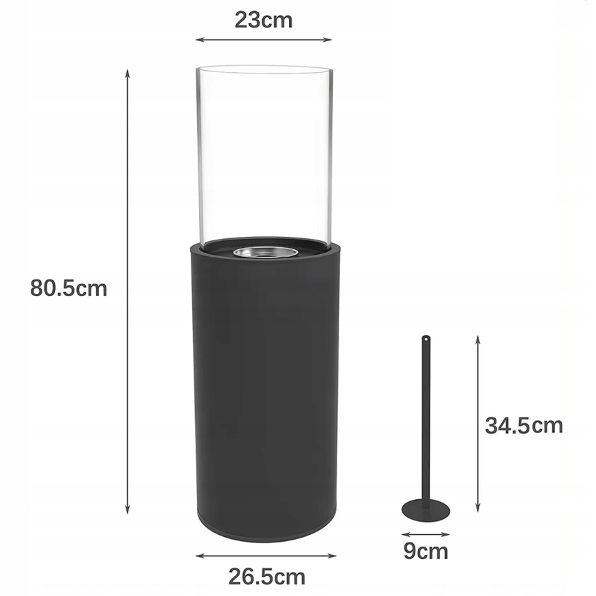 Bio kamīns ROMA 26,5x80,5 cm 2kW melns + aizsargpārsegs