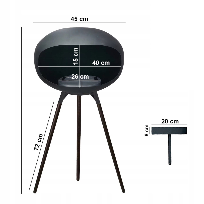 BIO kamīns TOKIO 45x100 cm 2 kW melns