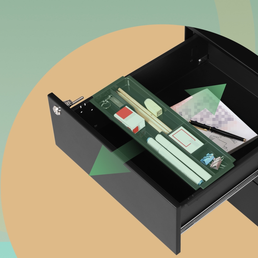 Biroja atvilktņu bloks SECURIO, melns