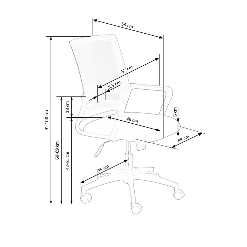 Biroja krēsls TONA, melns