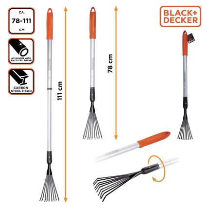 BLACK+DECKER - Teleskopiskais grābeklis 78-111 cm