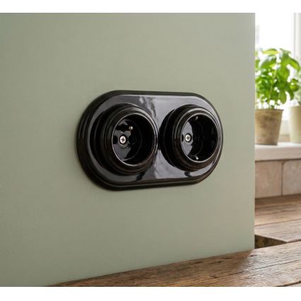 Bohemia-Design - Dubultais retro porcelāna rāmis, melns