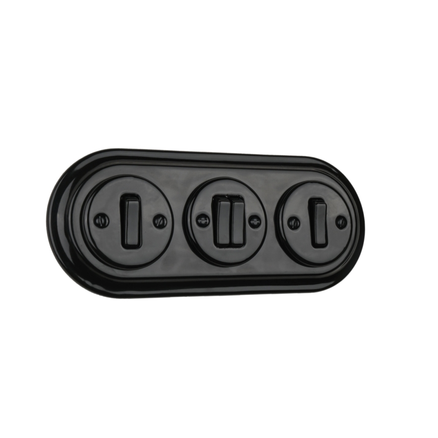 Bohemia-Design - Melns retro trīskāršs porcelāna rāmis