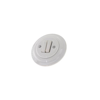 Bohemia-Design - Porcelāna retro dubultais slēdzis ar rāmi Nr. 6+6 balts