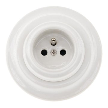 Bohemia-Design - Porcelāna retro mājas kontaktligzda ar rāmi 250V/16A balta