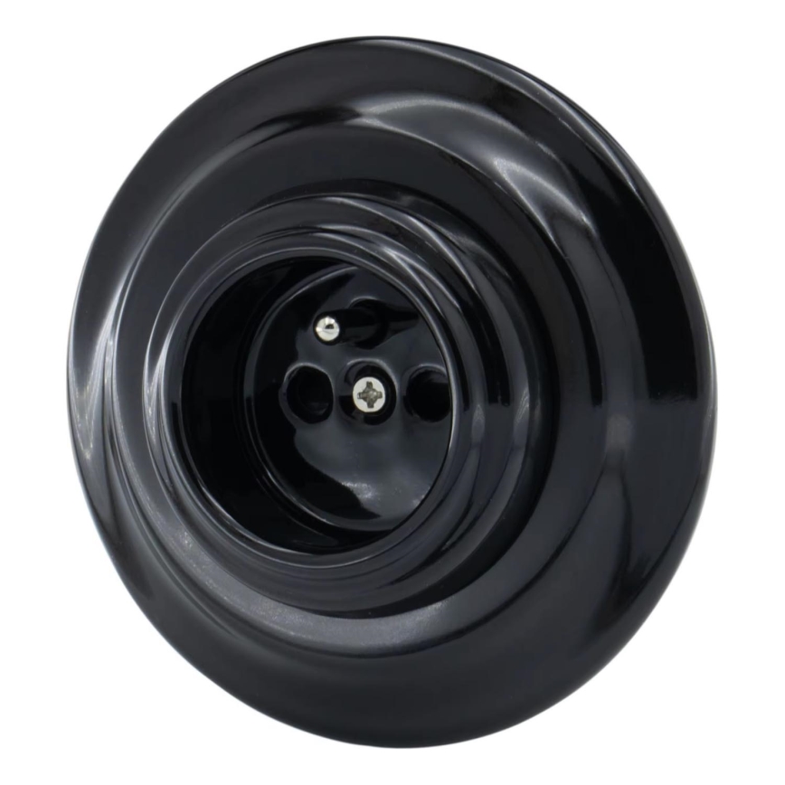 Bohemia-Design - Porcelāna retro mājas kontaktligzda ar rāmi 250V/16A melna