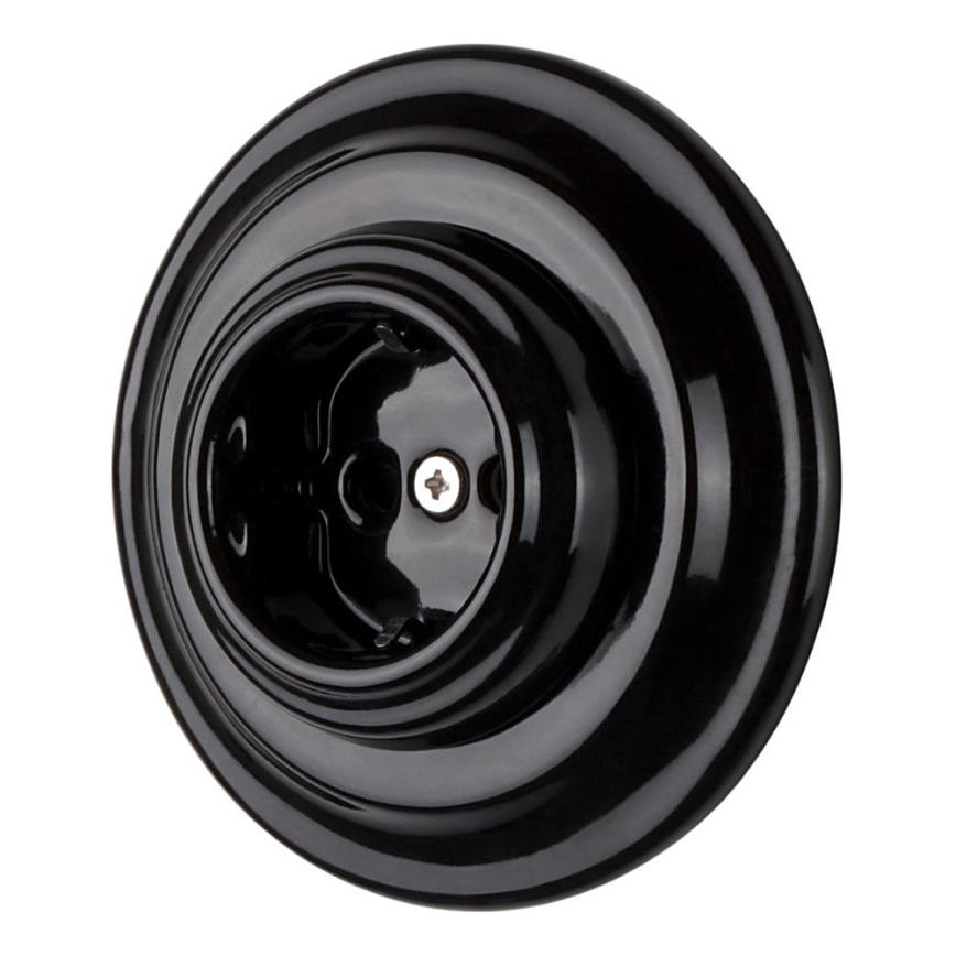 Bohemia-Design - Porcelāna retro mājas kontaktligzda ar rāmi SCHUKO 250V/16A melna