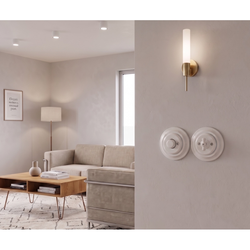 Bohemia-Design - Porcelāna retro pagriežamais dimmeris ar rāmi 250V/10A balts