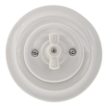 Bohemia-Design - Porcelāna retro rotējošais slēdzis ar rāmi Nr. 1 balts
