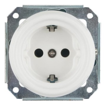 Bohemia-Design - Porcelāna retro sienas kontaktligzda bez rāmja SCHUKO 250V/16A balta