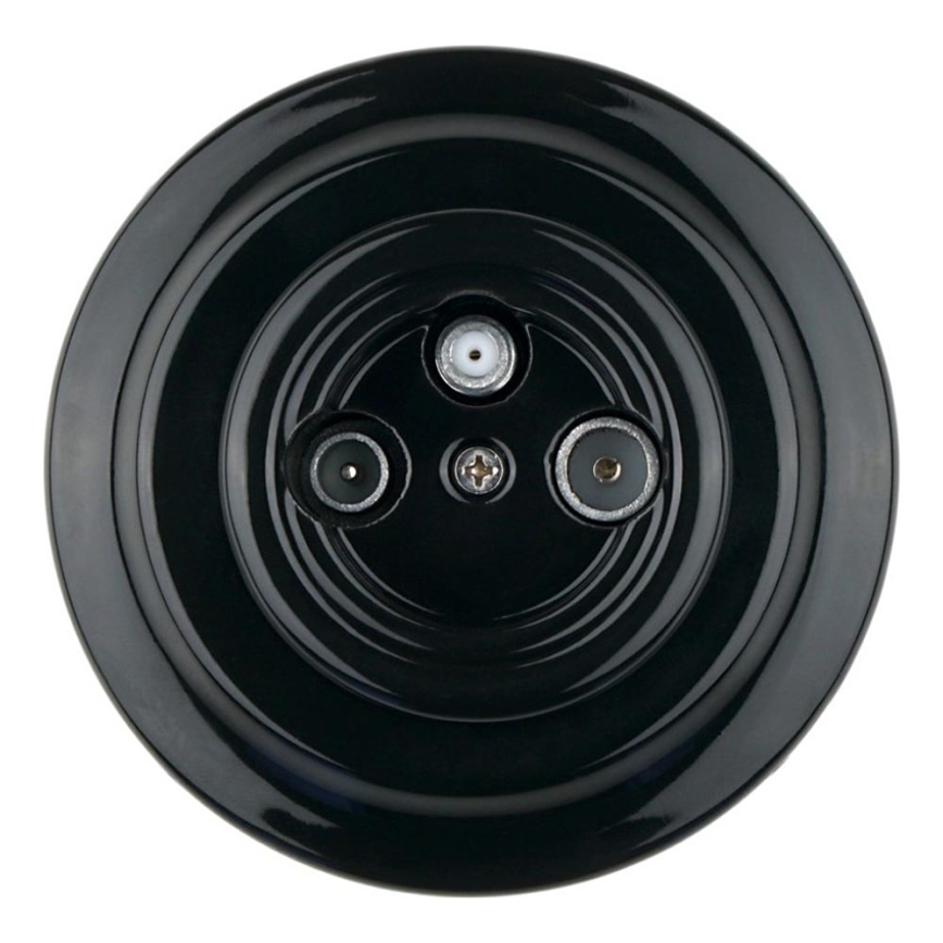 Bohemia-Design - Porcelāna retro TV/SAT-W rozete ar rāmīti, melna