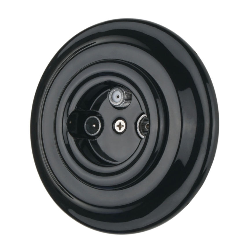 Bohemia-Design - Porcelāna retro TV/SAT-W rozete ar rāmīti, melna