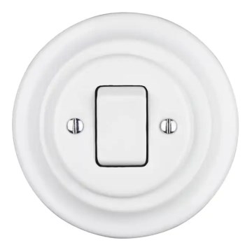 Bohemia-Design - Porcelāna retro vienvietīgs slēdzis ar rāmīti Nr. 7, balts