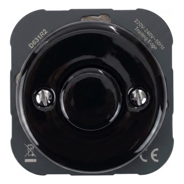 Bohemia-Design - Retro porcelāna gaismas regulators bez rāmja, 250V/10A, melns