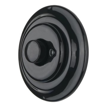 Bohemia-Design - Retro porcelāna grozāmais gaismas regulators ar rāmi 250V/10A, melns