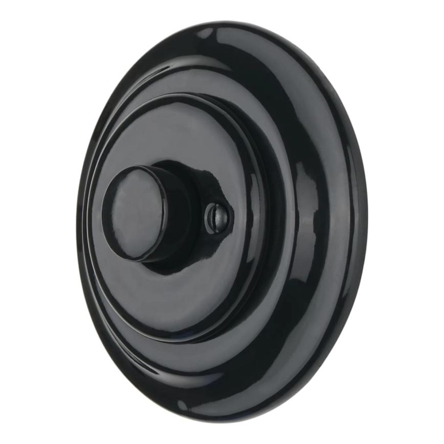 Bohemia-Design - Retro porcelāna grozāmais gaismas regulators ar rāmi 250V/10A, melns