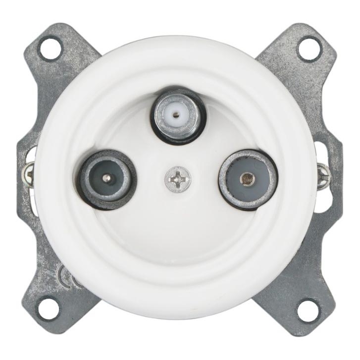 Bohemia-Design - Retro porcelāna TV/SAT-W rozete bez rāmja, balta