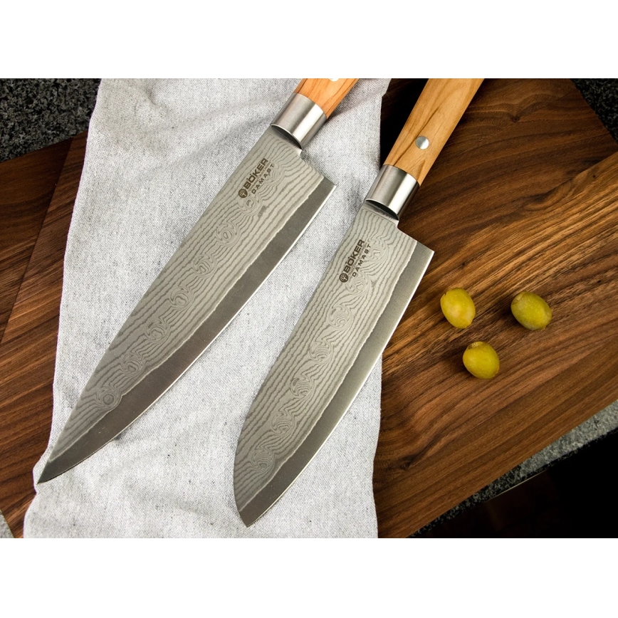 Böker - Damaskas virtuves nazis DAMAST OLIVE 21,2 cm no olīvkoka