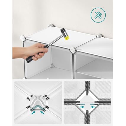 BOXIFY modulārais plaukts ar nodalījumiem, balts
