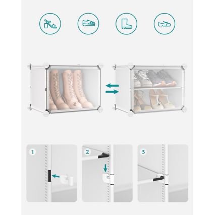 BOXIFY modulārais plaukts ar nodalījumiem, balts