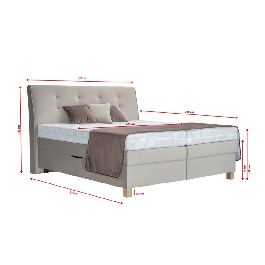 Boxspring gulta ar matraci BEA 160x200 cm bēša