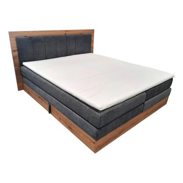 Boxspring gulta ar matraciem un virsmatraci ar glabāšanas vietu JASMINE 180x200 cm pelēka