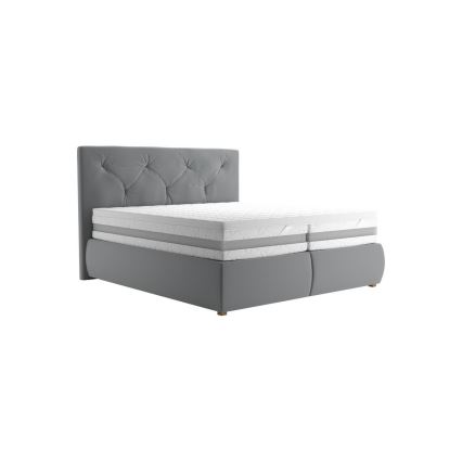 Boxspring gulta ELEN 180x200 cm ar matraci un virsmatraci, pelēka