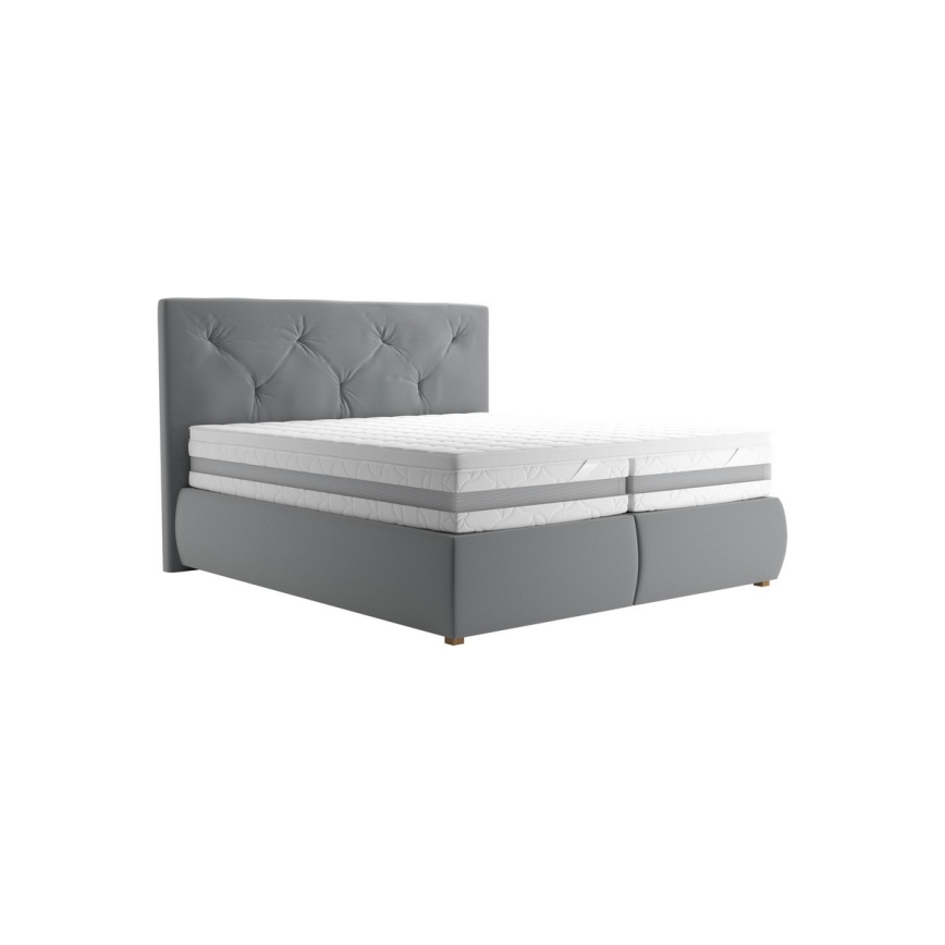 Boxspring gulta ELEN 180x200 cm ar matraci un virsmatraci, pelēka