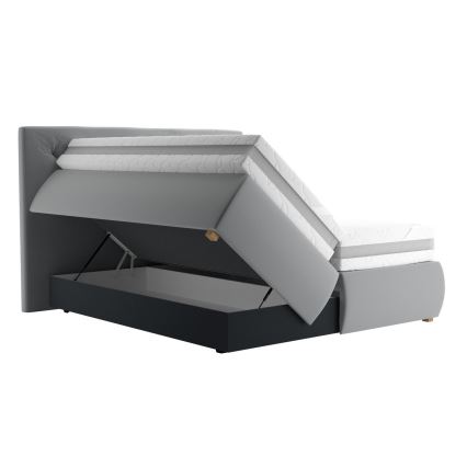 Boxspring gulta ELEN 180x200 cm ar matraci un virsmatraci, pelēka