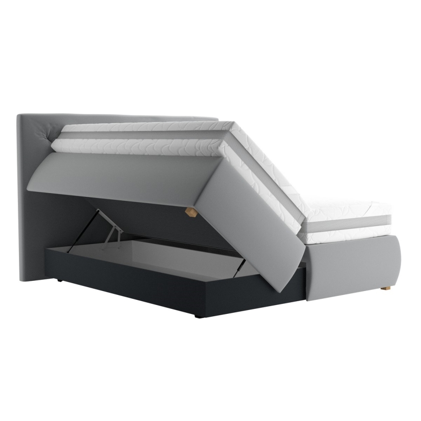 Boxspring gulta ELEN 180x200 cm ar matraci un virsmatraci, pelēka
