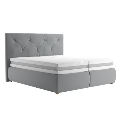 Boxspring gulta ELEN 180x200 cm ar matraci un virsmatraci, pelēka