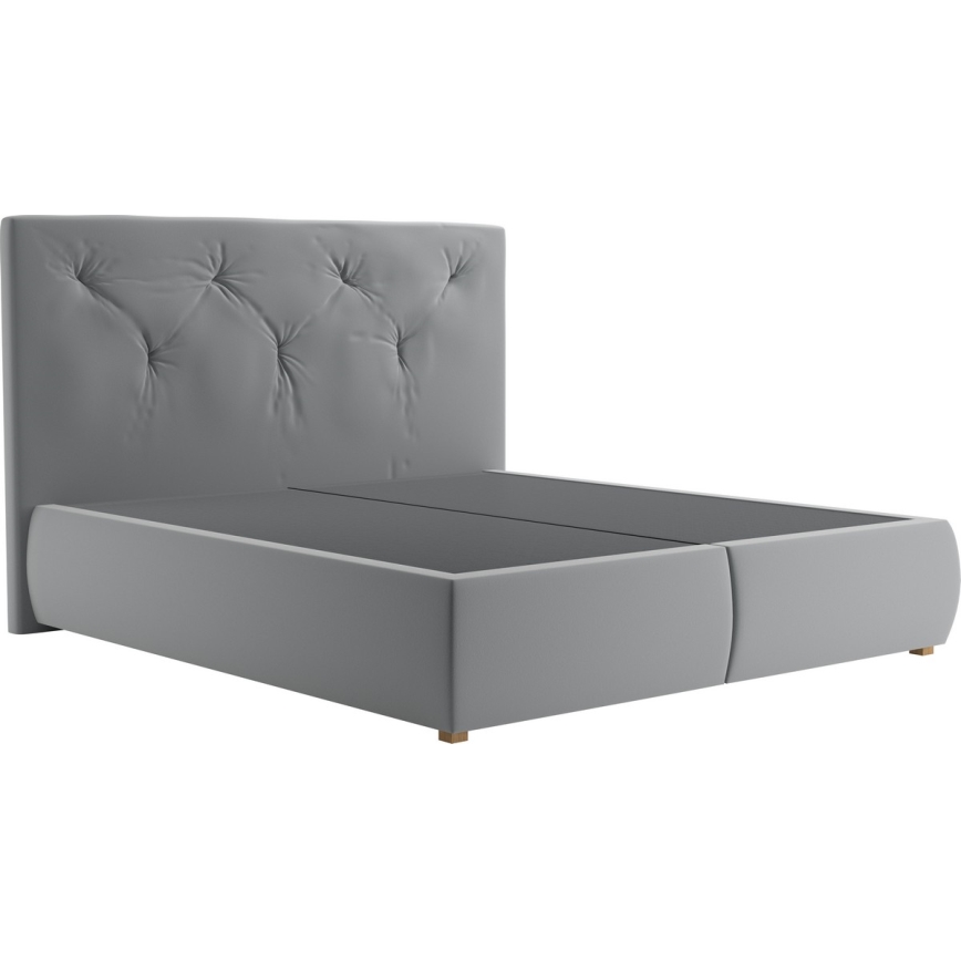 Boxspring gulta ELEN 180x200 cm ar matraci un virsmatraci, pelēka