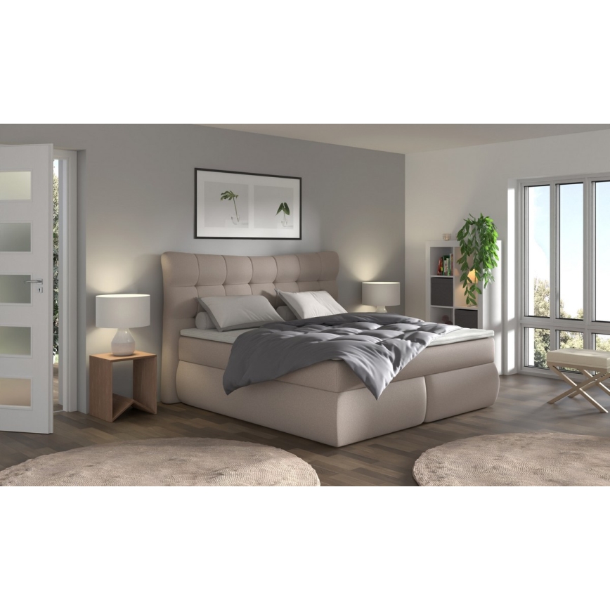 Boxspring gulta ar matraciem un virsmatraci SOFIA 180x200 cm bēša