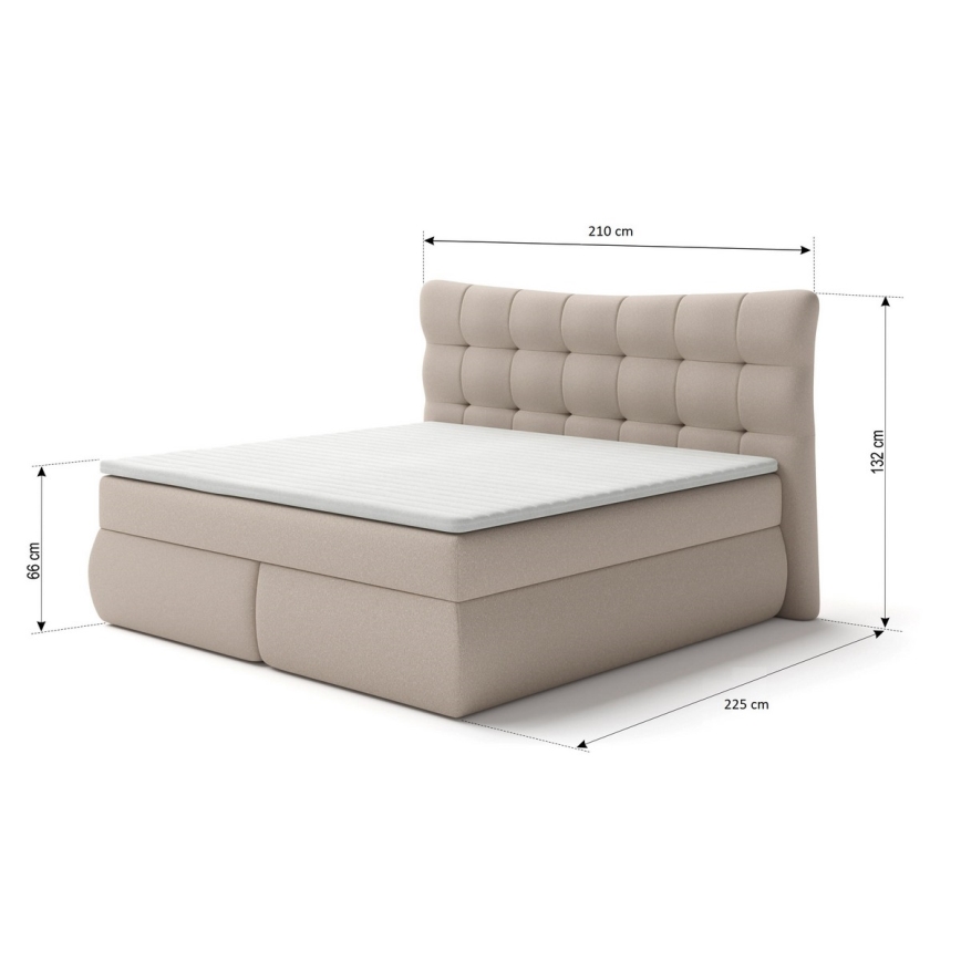 Boxspring gulta ar matraciem un virsmatraci SOFIA 180x200 cm bēša