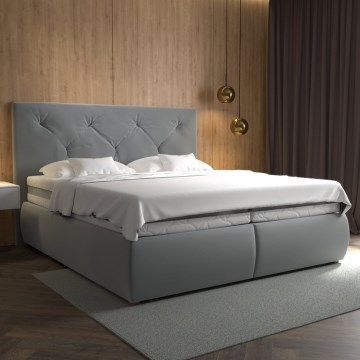 Boxspringa gulta ar matraci un topperu ELEN 180x200 cm pelēka
