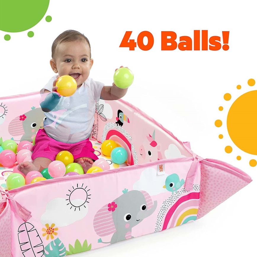 Bright Starts - Bērnu aktivitātes paklājiņš 5in1 YOUR WAY BALL PLAY 3xAA rozā