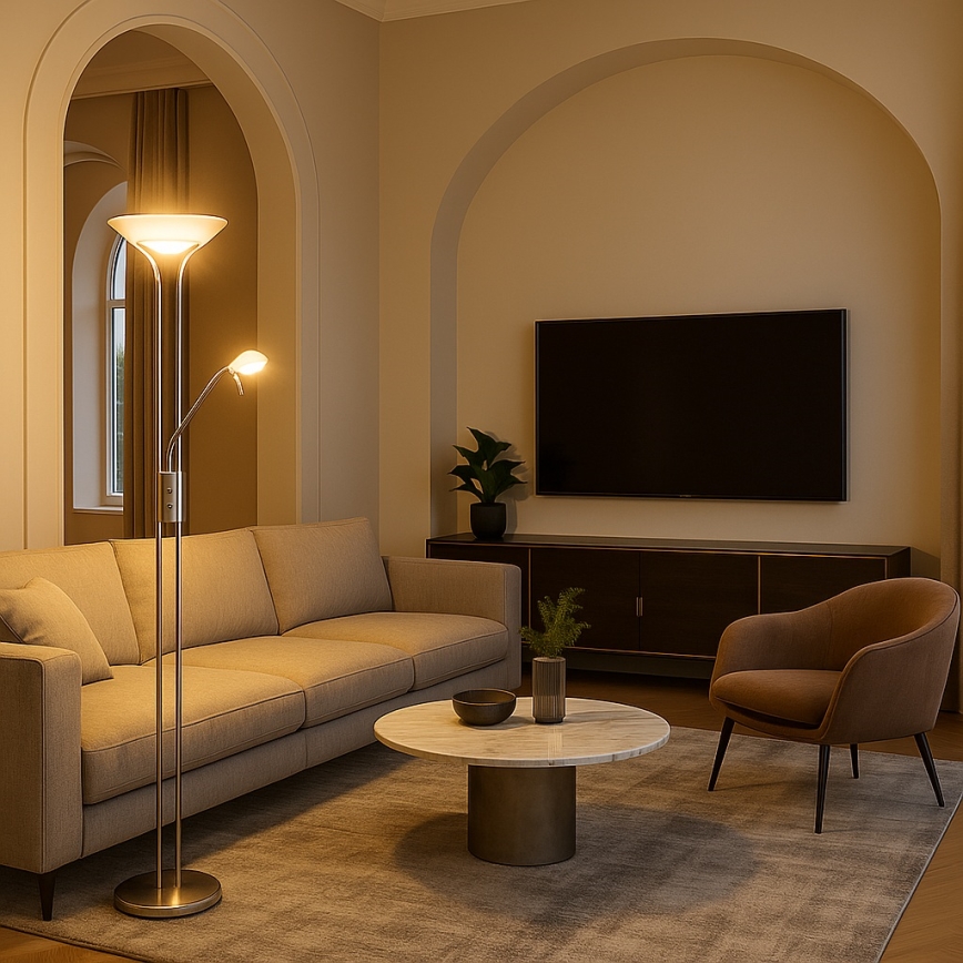 Brilagi - Aptumšojama stāvlampa SCARLETT 1xR7s/230W/230V + 1xG9/40W matēts hroms