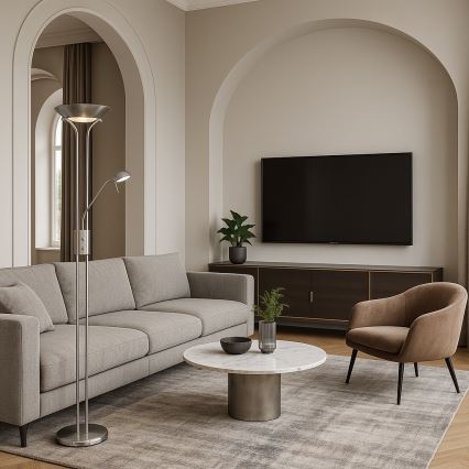 Brilagi - Aptumšojama stāvlampa SCARLETT 1xR7s/230W/230V + 1xG9/40W matēts hroms